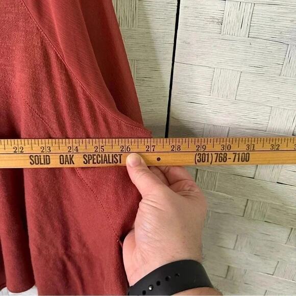 ANTHROPOLOGIE Womens V Neck sheer Sleeve blouse button cuff dusty Rose bohemian - Picture 8 of 9